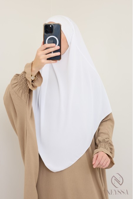 Khimar court à enfiler mousseline, bandeau intégré, tissu fluide