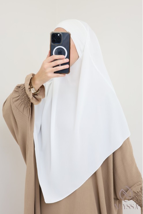 Khimar court à enfiler mousseline, bandeau intégré, tissu fluide