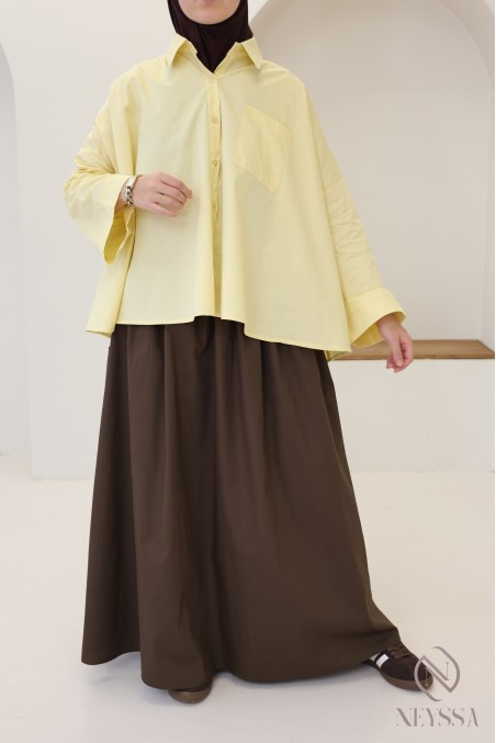Modisches Oversize-Baumwollhemd mit Knöpfen für Hijabi-Frauen