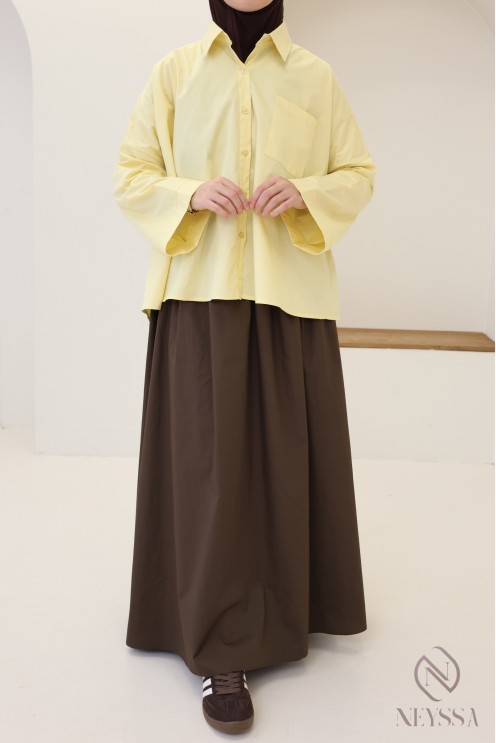Oversized button-down cotton shirt for trendy hijabi women