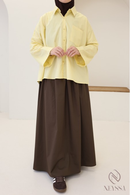 Oversized button-down cotton shirt for trendy hijabi women