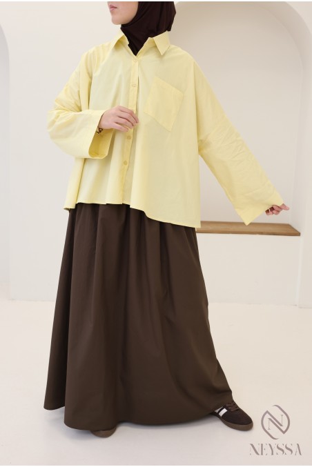 Modisches Oversize-Baumwollhemd mit Knöpfen für Hijabi-Frauen