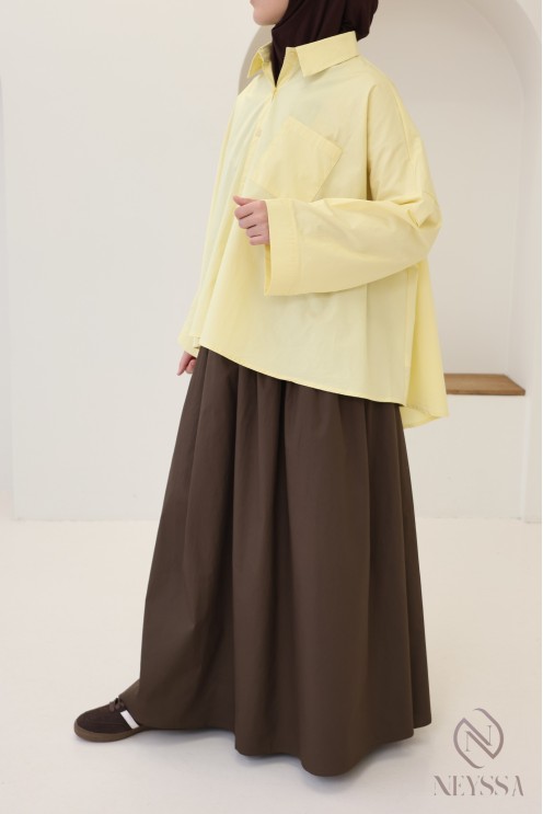 Oversized button-down cotton shirt for trendy hijabi women
