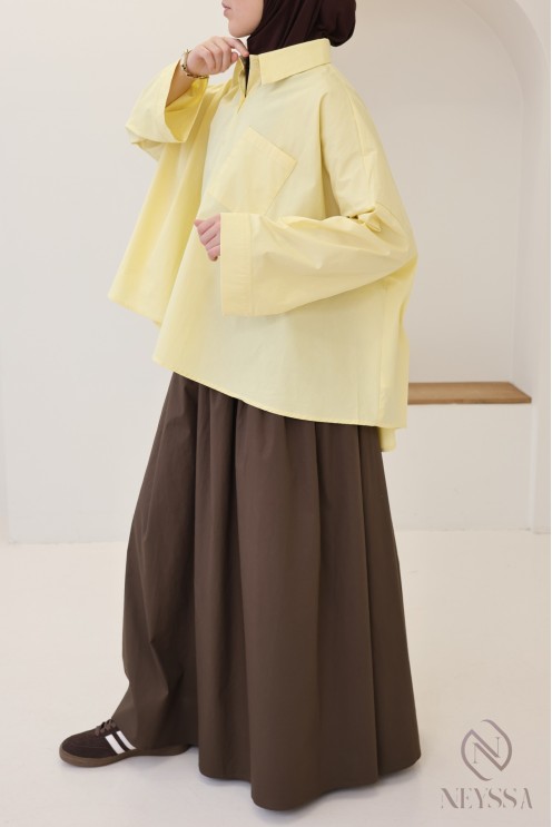 Chemise en coton à boutons oversize pour femme hijabi tendance