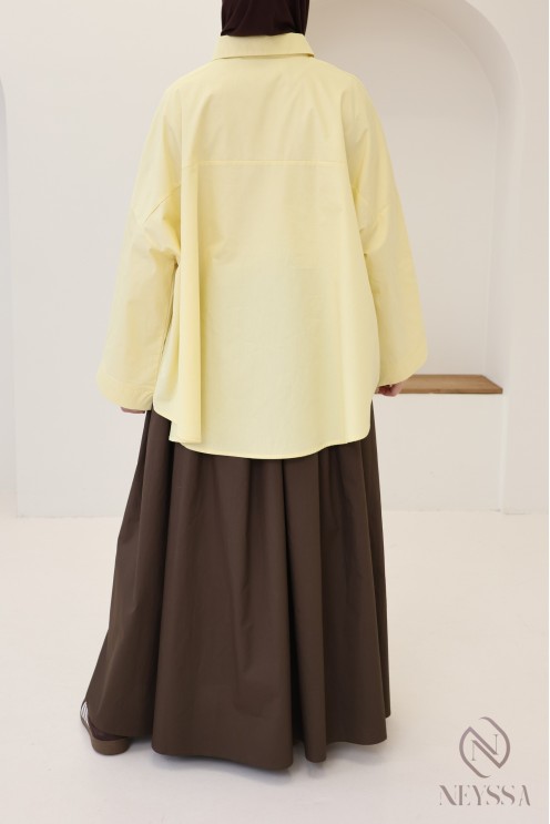 Oversized button-down cotton shirt for trendy hijabi women