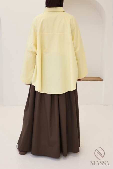 Oversized button-down cotton shirt for trendy hijabi women