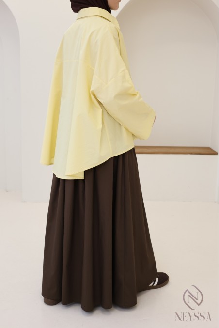 Oversized button-down cotton shirt for trendy hijabi women
