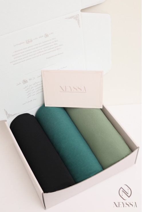 Box 3 hijab jersey premium à enfiler pour femme hijabi tendance