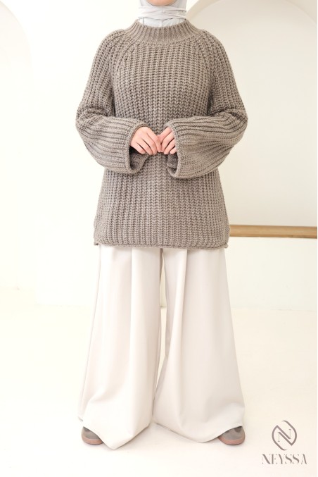 Oversize-Strickpullover für Damen, Rundhalsausschnitt, Einheitsgröße