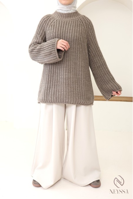 Oversize-Strickpullover für Damen, Rundhalsausschnitt, Einheitsgröße