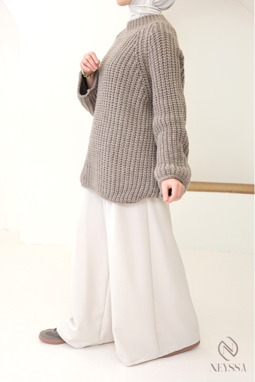 Oversize-Strickpullover für Damen, Rundhalsausschnitt, Einheitsgröße