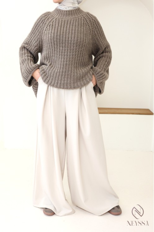 Oversize-Strickpullover für Damen, Rundhalsausschnitt, Einheitsgröße