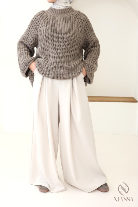 Oversize-Strickpullover für Damen, Rundhalsausschnitt, Einheitsgröße