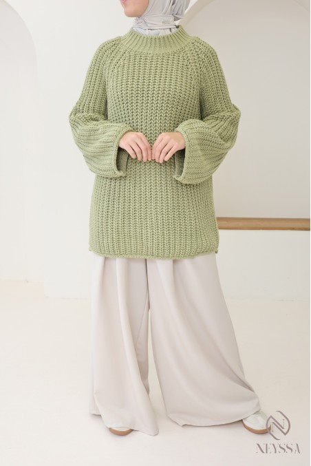 Pull oversize femme en maille, col rond, taille unique