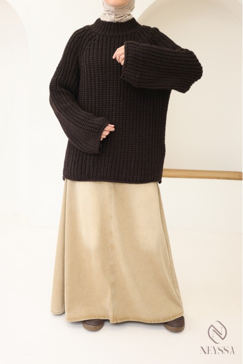 Oversize-Strickpullover für Damen, Rundhalsausschnitt, Einheitsgröße