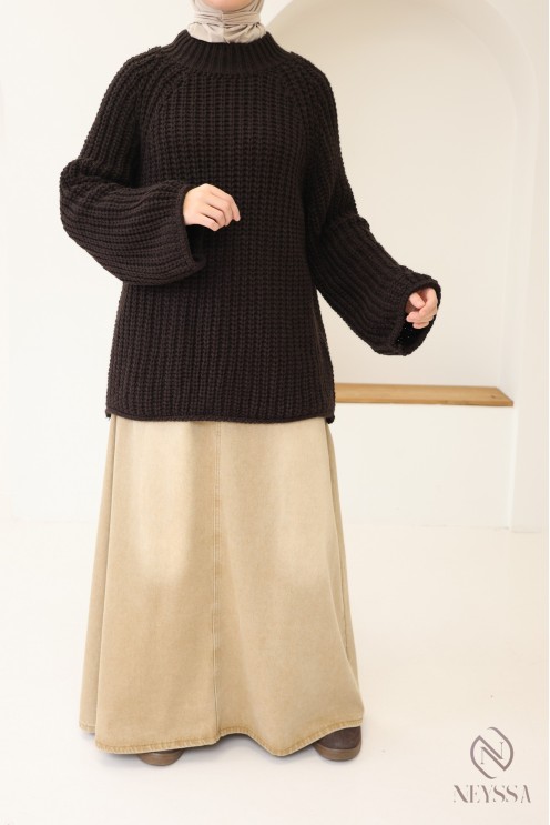 Oversize-Strickpullover für Damen, Rundhalsausschnitt, Einheitsgröße