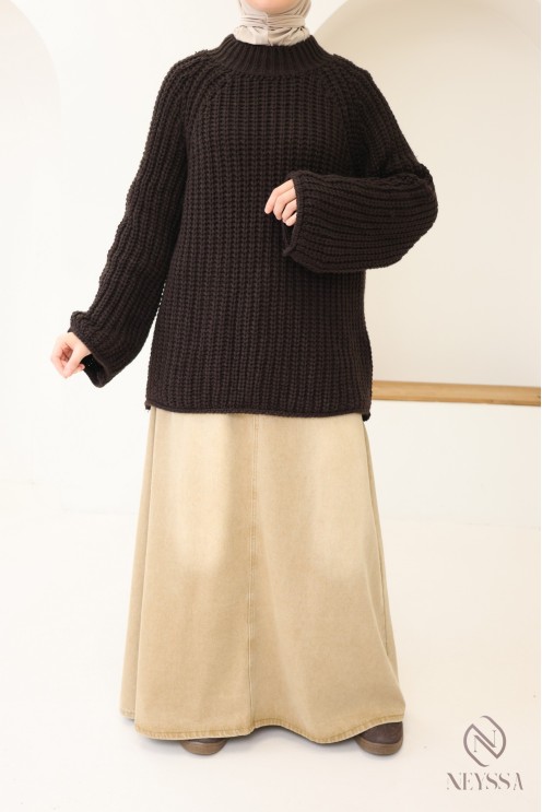 Oversize-Strickpullover für Damen, Rundhalsausschnitt, Einheitsgröße