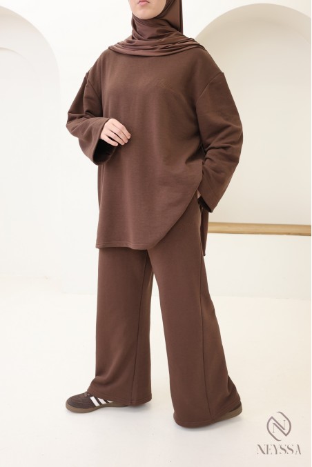 2-teiliges Set aus Hose und Langarm-T-Shirt für Hijabi-Frauen