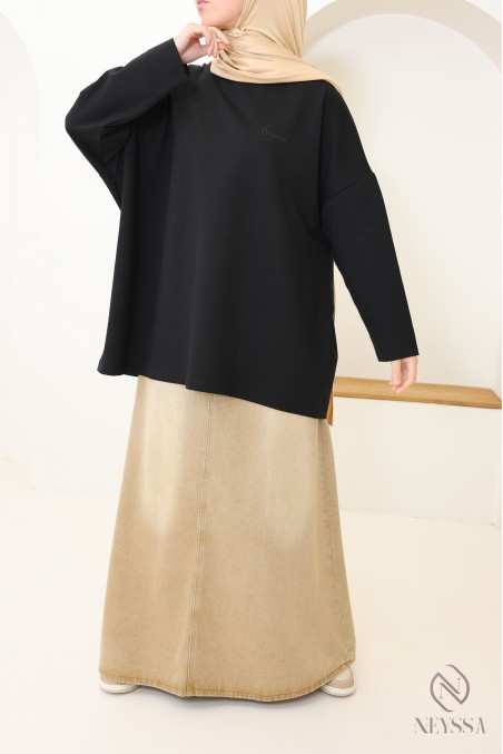 Oversize-Langarm-T-Shirt aus Baumwolle, ideal für den Sport