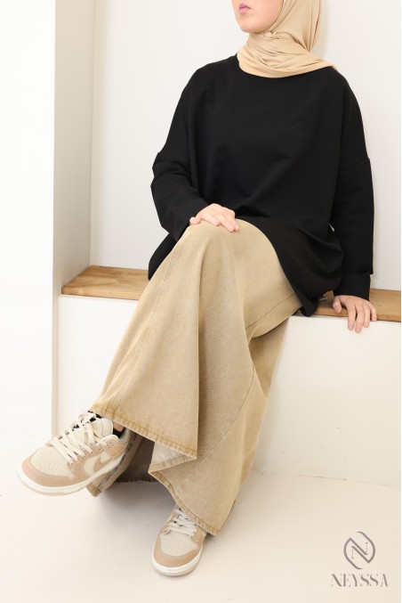 Oversize-Langarm-T-Shirt aus Baumwolle, ideal für den Sport