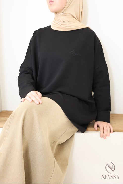 Oversize-Langarm-T-Shirt aus Baumwolle, ideal für den Sport