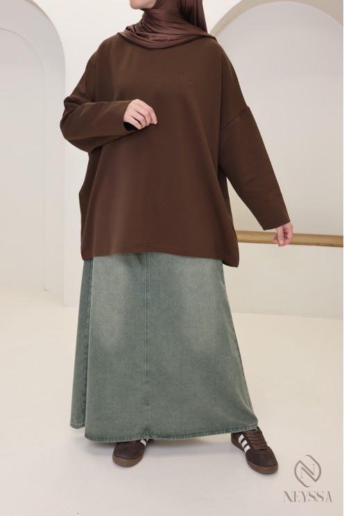 Oversized long-sleeved T-shirt in 100% cotton by Neyssa