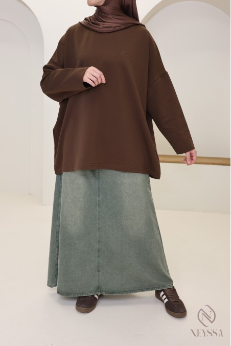 Oversize-Langarm-T-Shirt aus 100 % Baumwolle von Neyssa