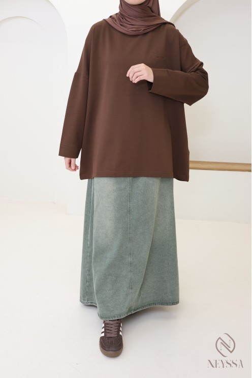 Oversized long-sleeved T-shirt in 100% cotton by Neyssa