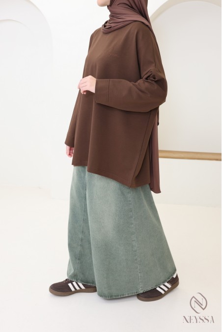 Oversized long-sleeved T-shirt in 100% cotton by Neyssa