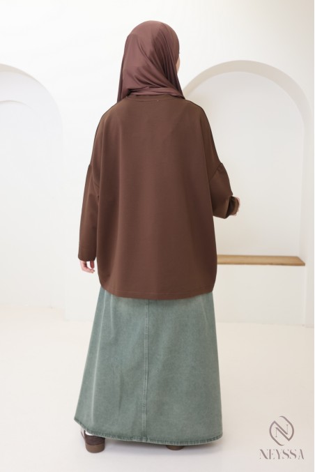 Oversize-Langarm-T-Shirt aus 100 % Baumwolle von Neyssa