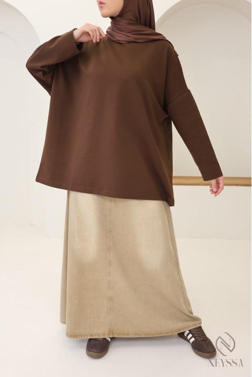 Oversize-Langarm-T-Shirt aus 100 % Baumwolle von Neyssa