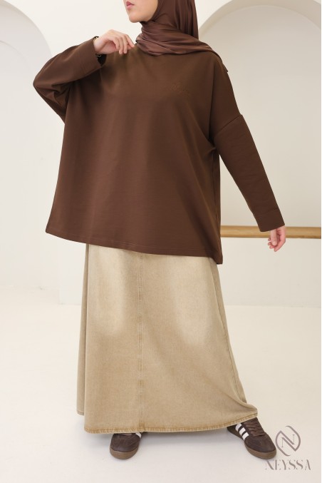 T-shirt manches longues oversize 100% coton signé Neyssa