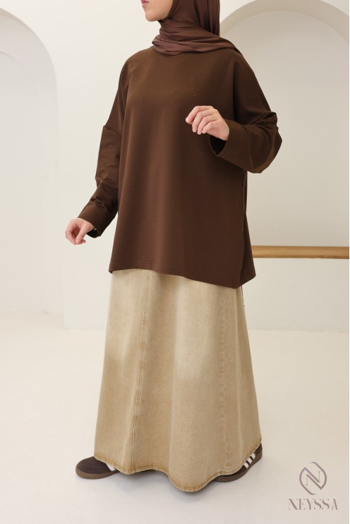 Oversized long-sleeved T-shirt in 100% cotton by Neyssa