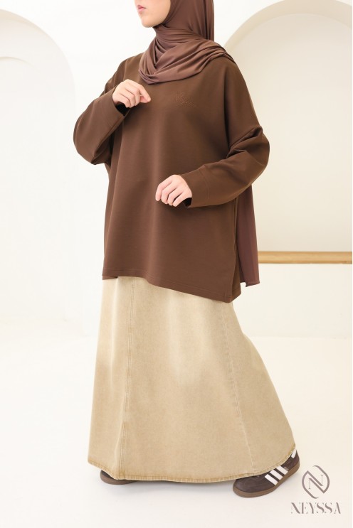 Oversized long-sleeved T-shirt in 100% cotton by Neyssa