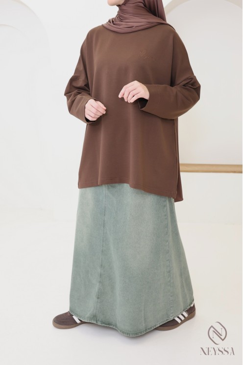 Oversize-Langarm-T-Shirt aus 100 % Baumwolle von Neyssa