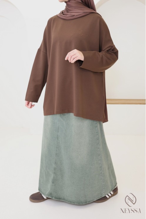Oversize-Langarm-T-Shirt aus 100 % Baumwolle von Neyssa