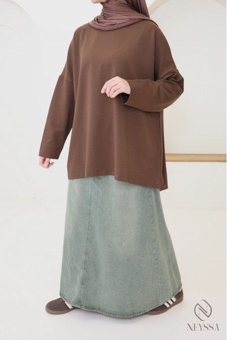 Oversize-Langarm-T-Shirt aus 100 % Baumwolle von Neyssa