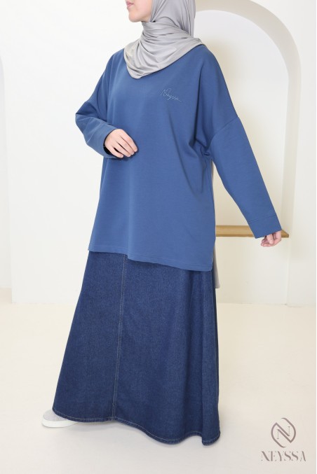 T-shirt style sweat oversize en coton femme sportive hijabi