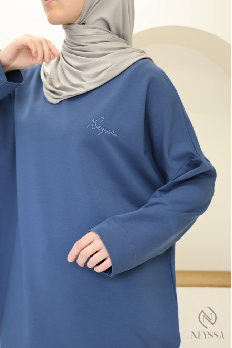 T-shirt style sweat oversize en coton femme sportive hijabi