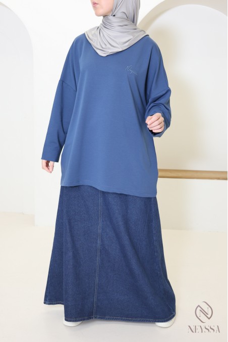 T-shirt style sweat oversize en coton femme sportive hijabi