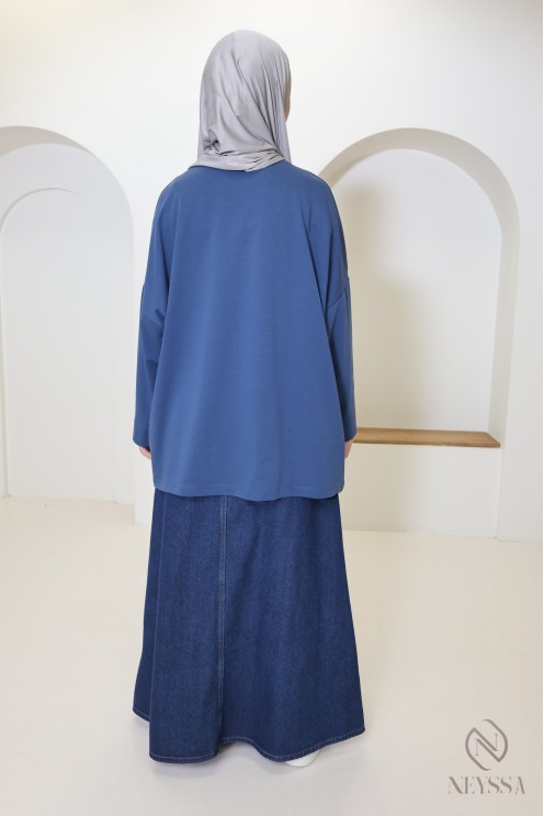 T-shirt style sweat oversize en coton femme sportive hijabi