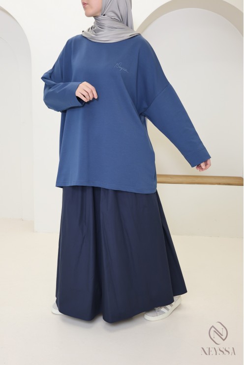 Oversize-T-Shirt im Sweatshirt-Stil aus Baumwolle für sportliche