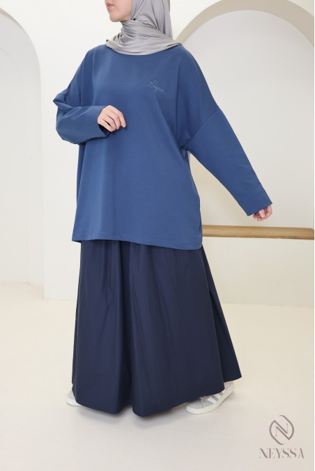 Oversize-T-Shirt im Sweatshirt-Stil aus Baumwolle für sportliche