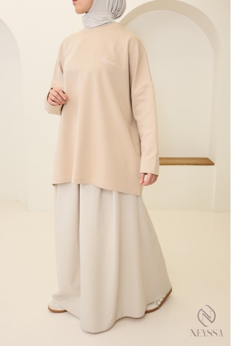 Neyssa signature long-sleeved sportswear T-shirt - 100% cotton