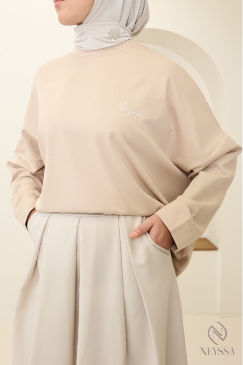 T-shirt manches longues sportswear signature Neyssa - 100% coton