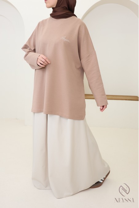 T-shirt femme à manches longues 100% coton - Signature Neyssa