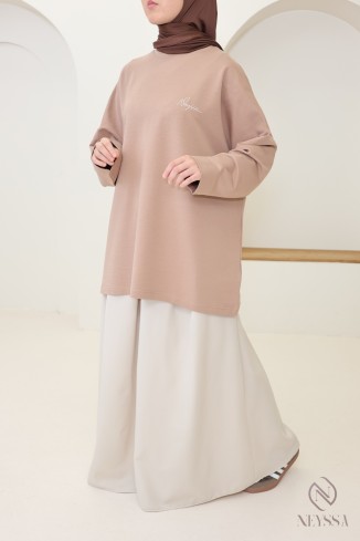 T-shirt femme à manches longues 100% coton - Signature Neyssa