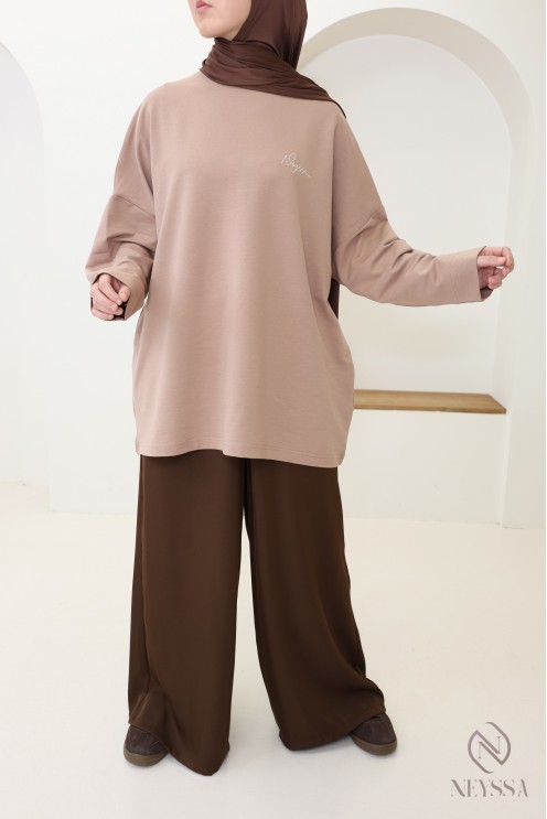 Langärmeliges Damen-T-Shirt aus 100 % Baumwolle – Neyssa-Signature