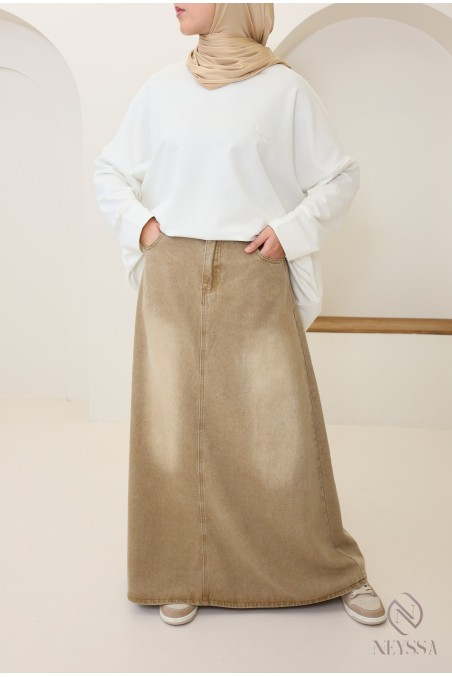 T-shirt ivoire mi-long pour femme hijabi pour le sport tendance