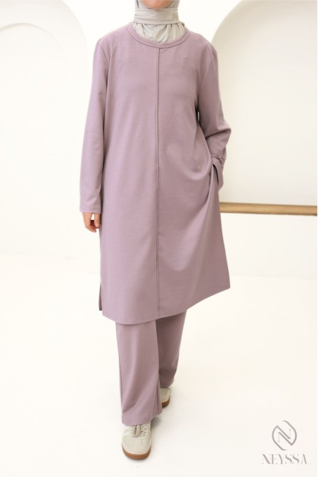 Women's 2-piece dusty rose tunic and pants set